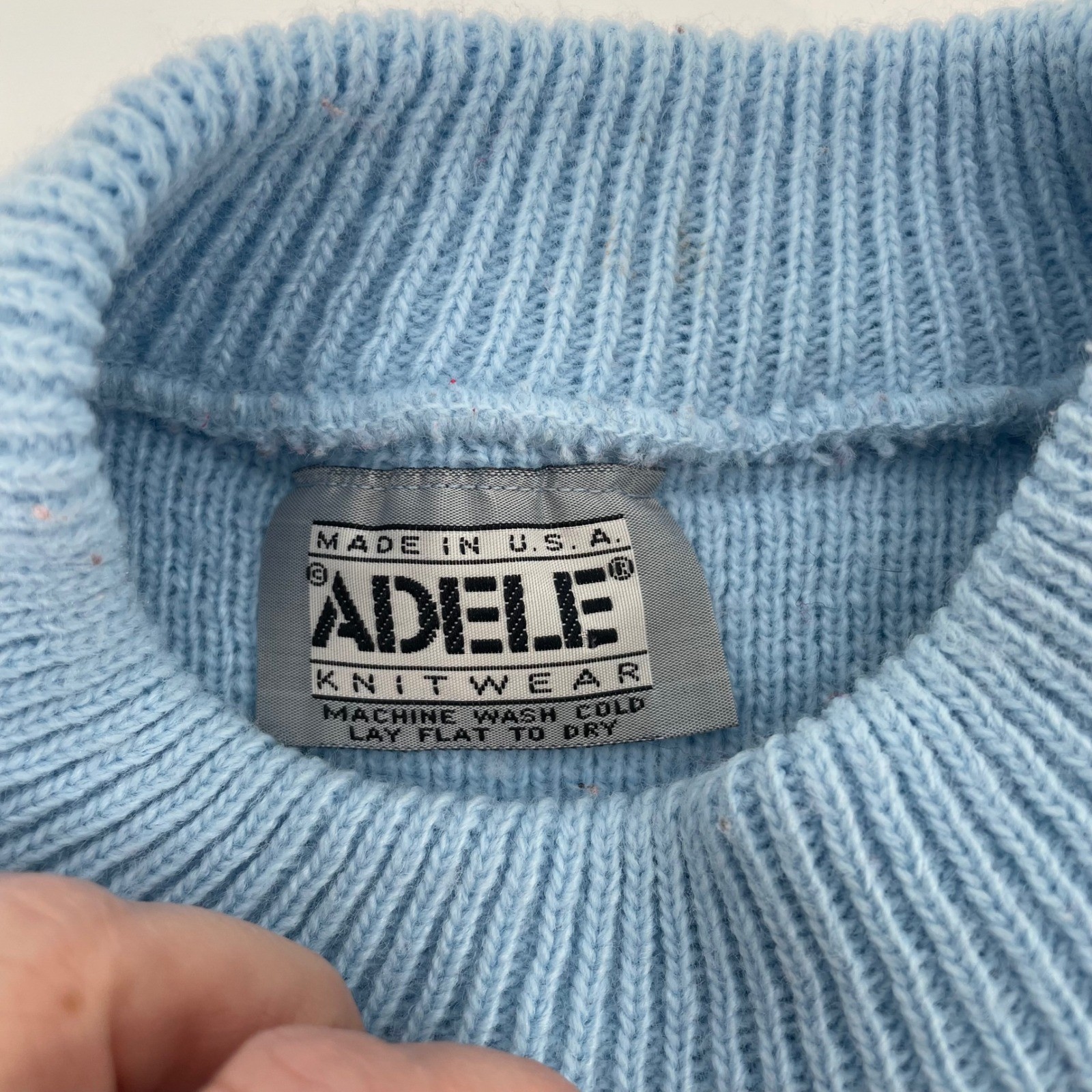 VTG Adele Knitwear Vintage Cow Watermelon Cottagecore Sweater Blue Made in USA