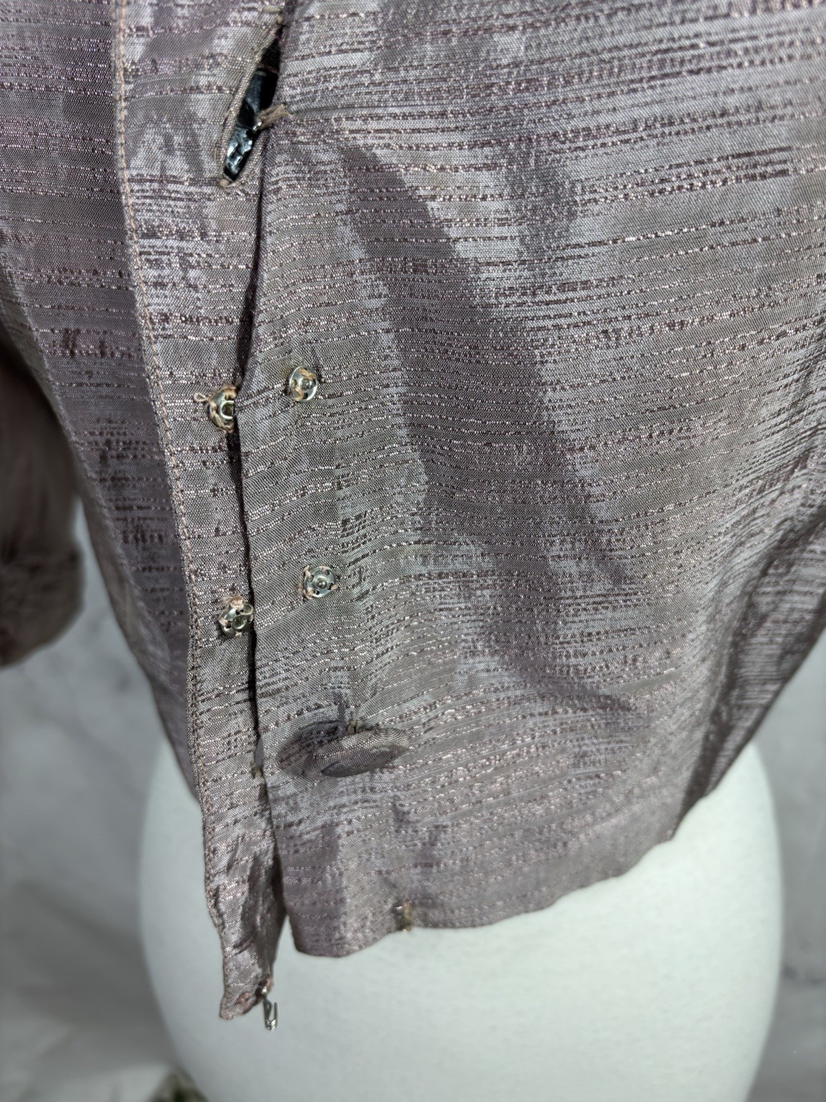 Vintage 1930s Bolero Button Blouse Shirt Jacket Dolman Sleeves S Hollywood Silk