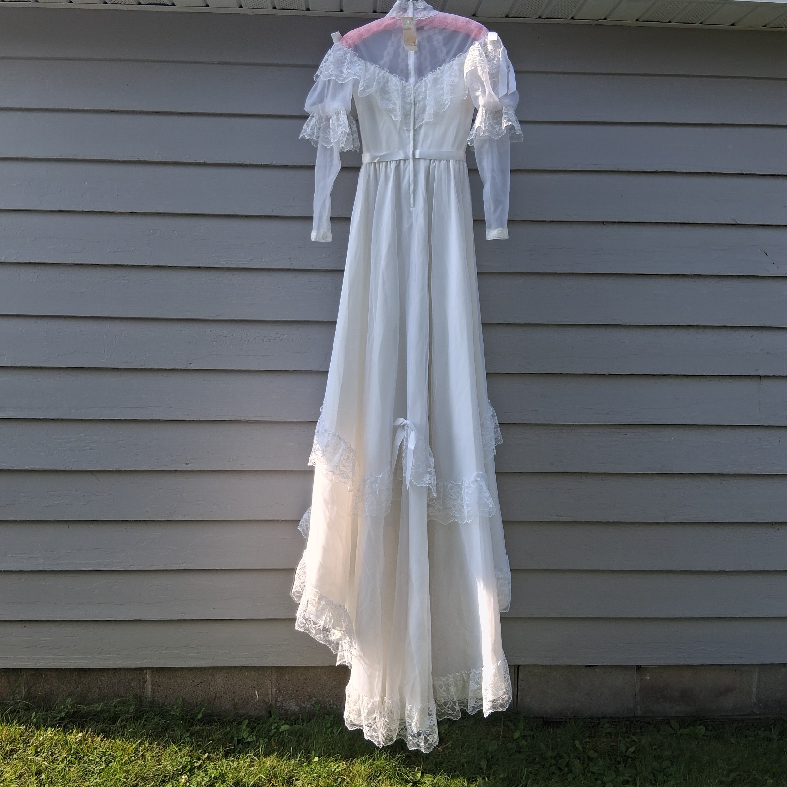 Vintage 70s 80s Alfred Angelo Wedding Dress Cottagecore Victorian Revival 8
