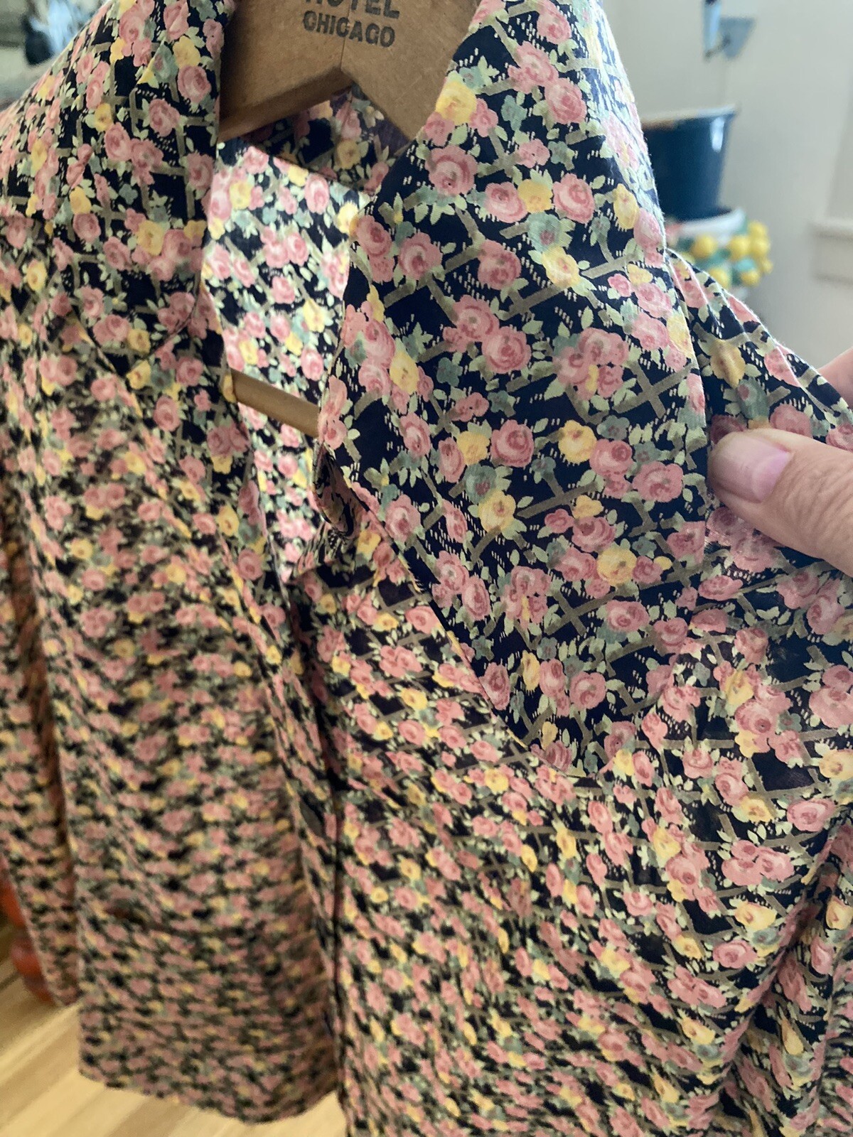 Vtg 1970 Liberty of London Blouse Pockets Pewter Rabbit Buttons RARE
