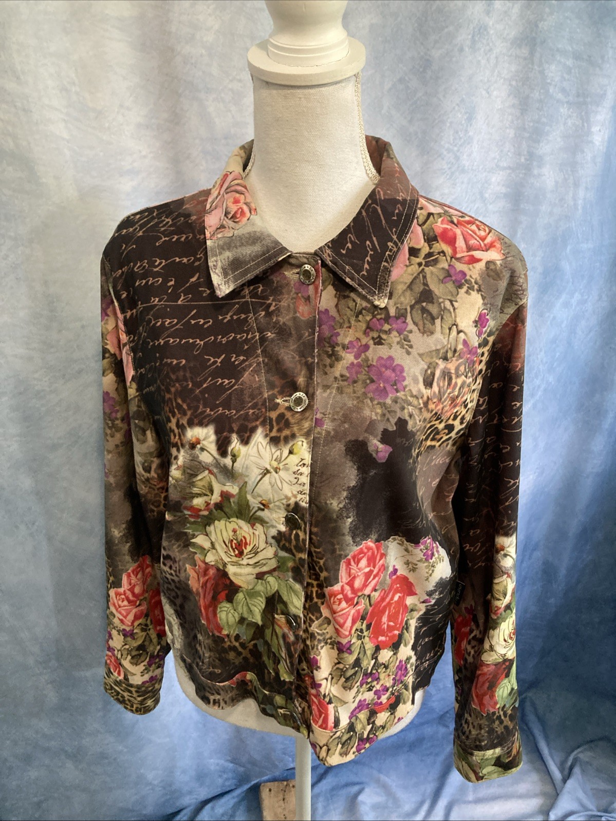 Vtg 90s Y2K Impulse California Art to Wear Floral Animal Print Jacket Shacket M