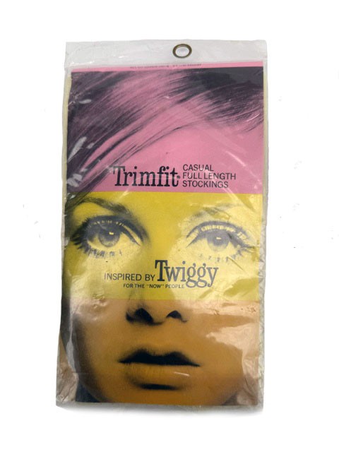 Twiggy Vintage 1960s Trimfit Ivory Fishnet Stockings Original Packaging Unopened