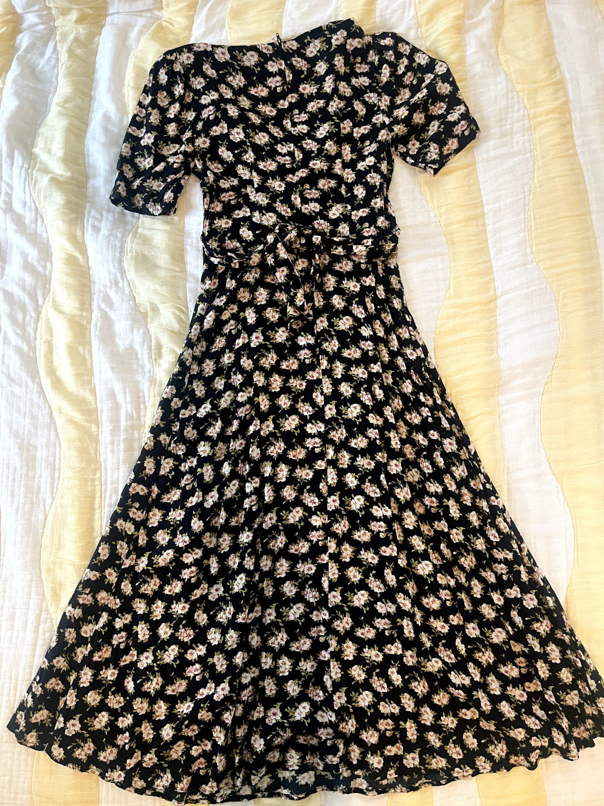 Doen Style Vintage Sarah Richards Rayon Black Floral Maxi Dress (tagged Sz 7)