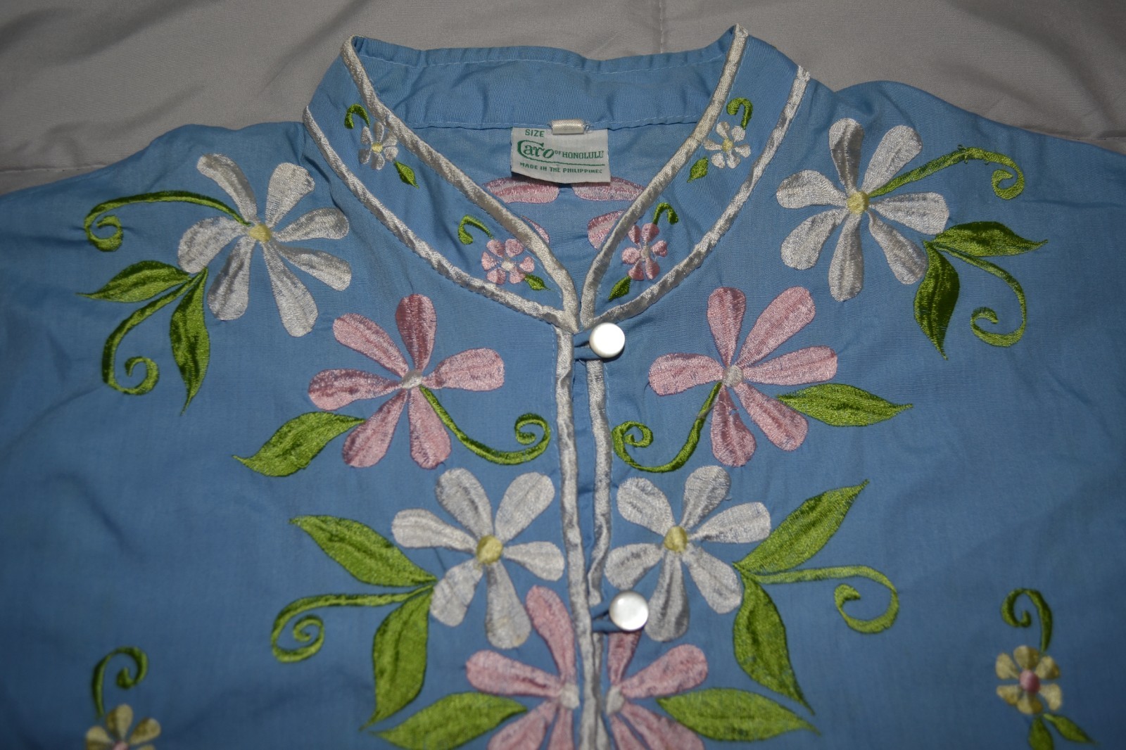 Vintage Caro of Honolulu LOT of 4 Embroidered Button down mock neck Tunics sz 12