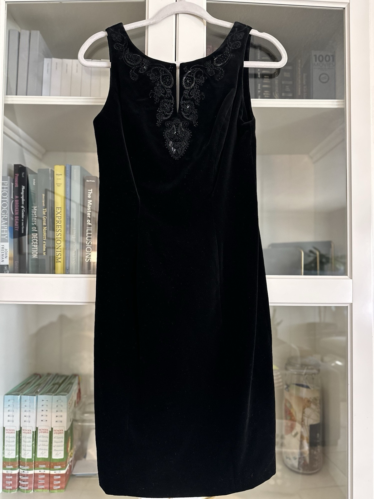 RARE Vintage Laura Ashley Cotton Velvet 1990’s Black Dress Size 4 PTP 16’’ (32”)