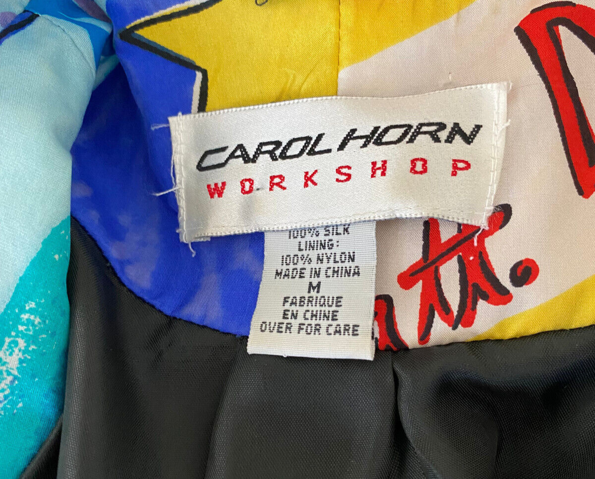 Vintage Carol Horn Workshop Bold Print Oversized Silk Blazer Jacket Medium