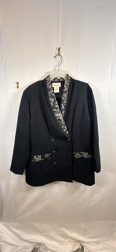 Vtg 90s Pride Joy Womens Double Breasted Blazer Jacket Brocade Shawl Plus 16W