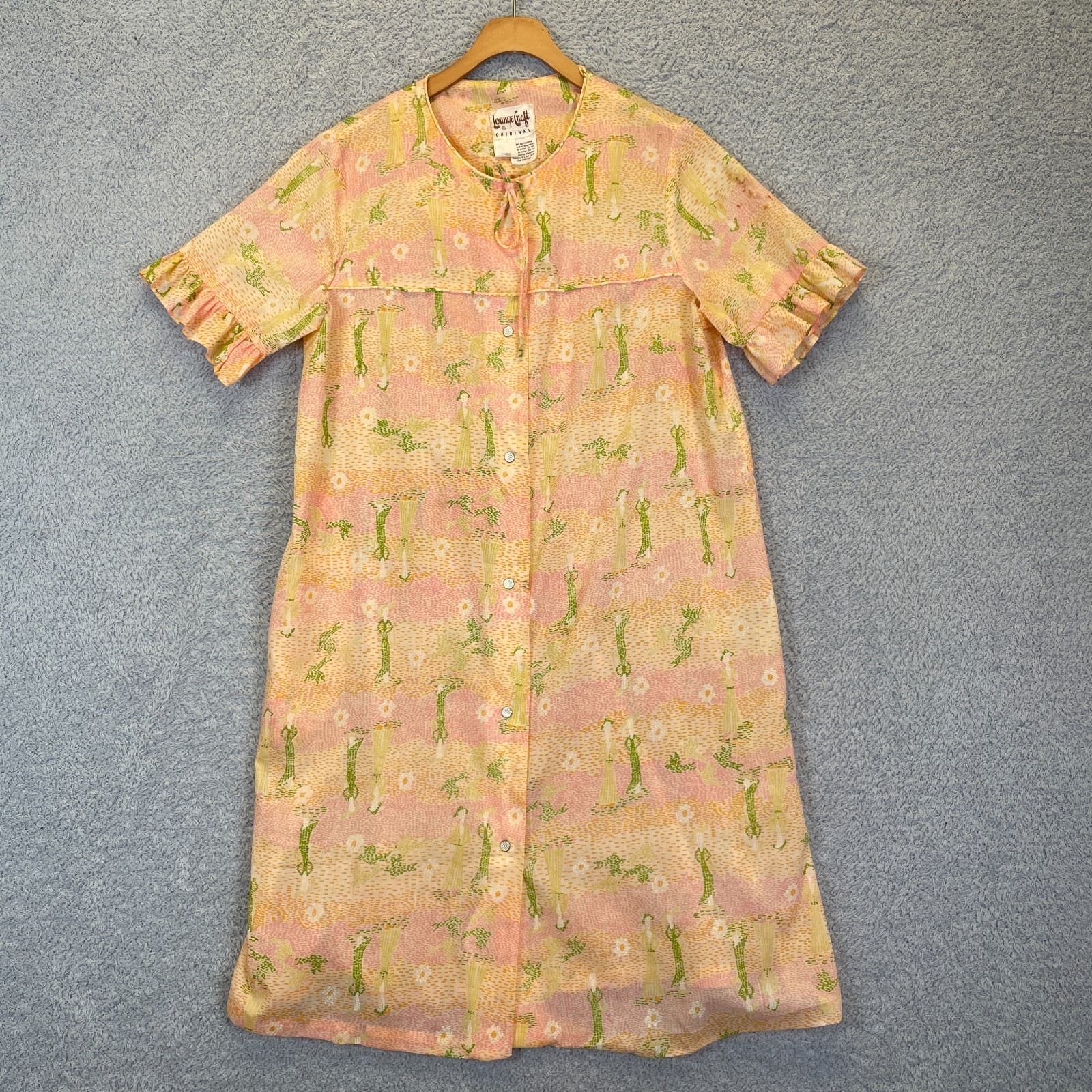 Vintage 60s Lounge Craft House Coat Dress Robe Novelty Print ILGWU Size Medium