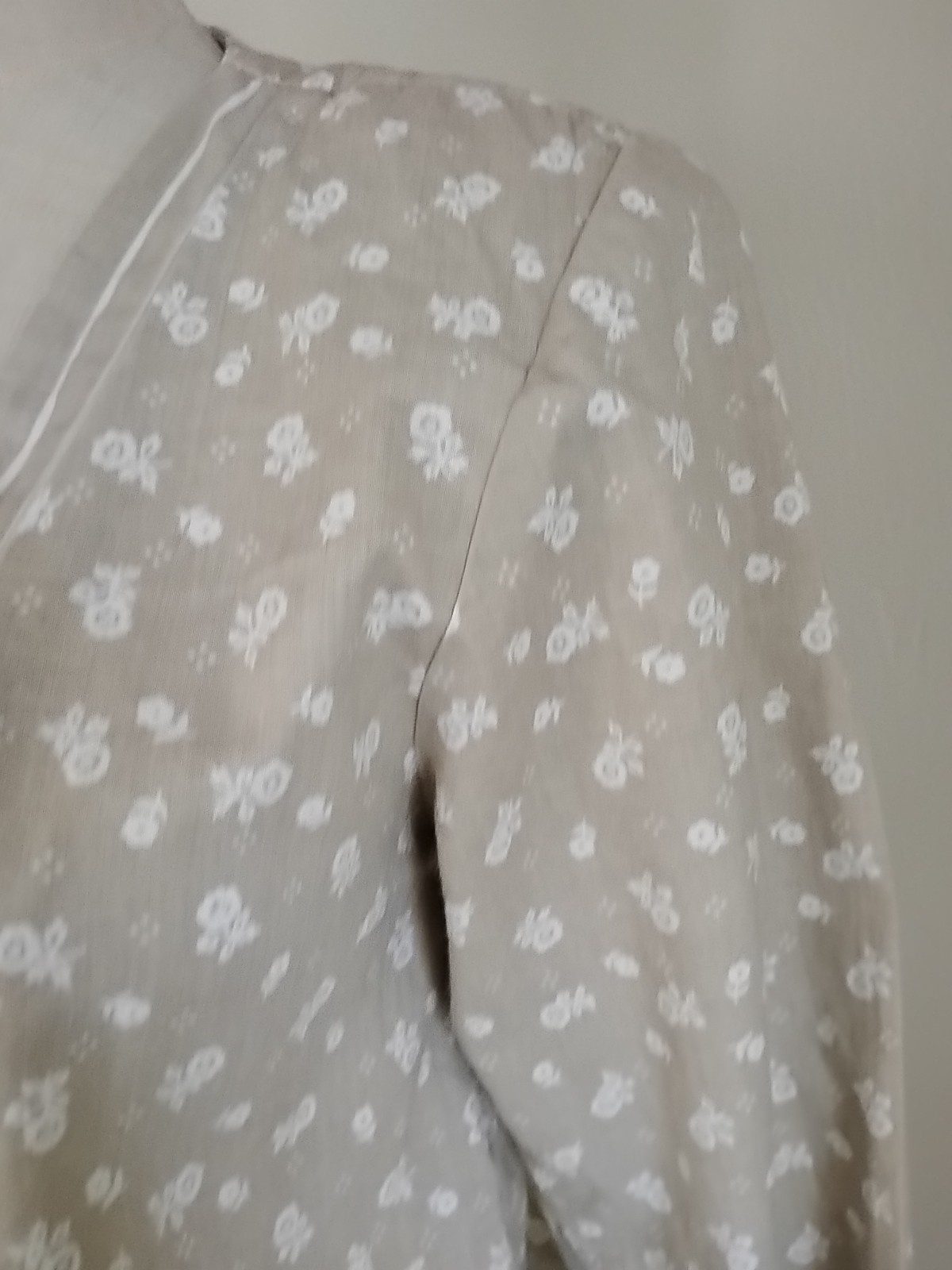 Vtg You Babes Drop-Waist Edwardian V-Neck Prairie Cottage Dress Calico Floral S