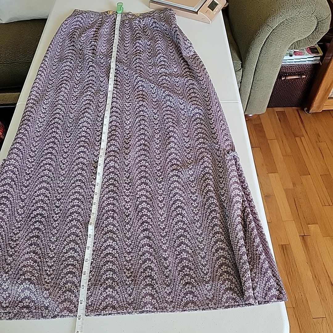 Vintage Handmade Maxi Skirt Size Small Purple Silver Metallic Glam Party Retro