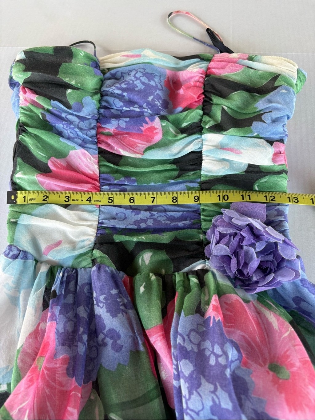 Vintage 80s Floral Chiffon Dress Open Back Fit Flare Party Prom 6 Small