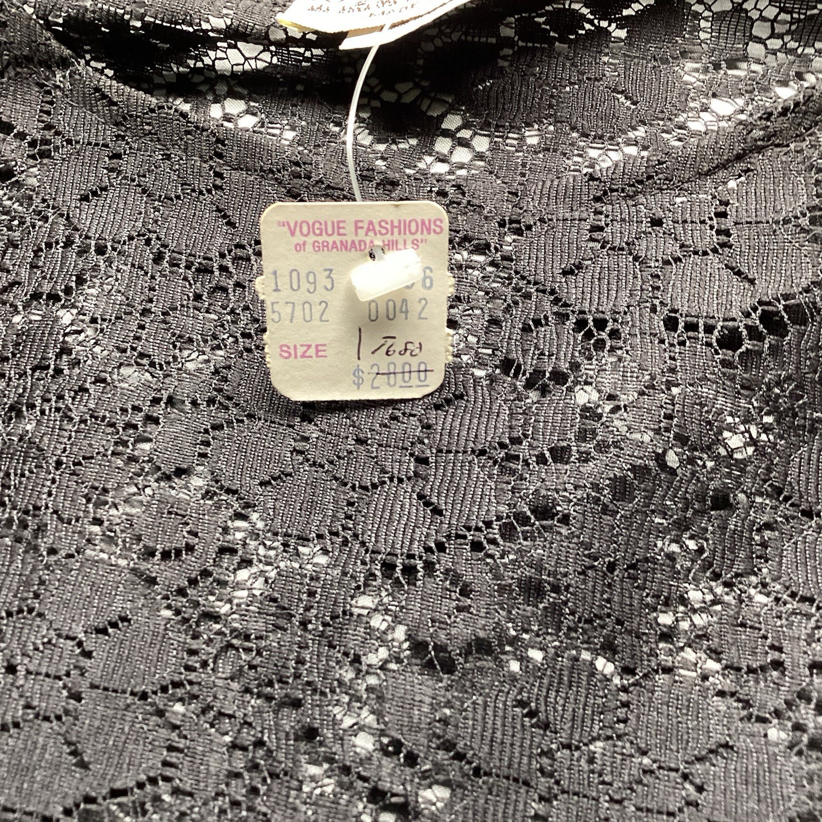 Vintage Kathleen For Sweet Herb Sheer Black Lace Tunic One Size Made in USA