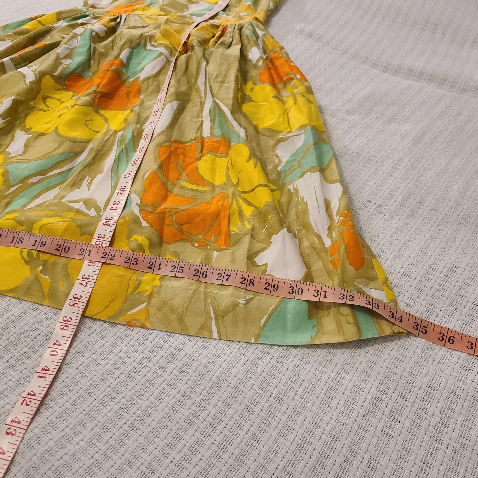 Vtg 60’s Loungecraft Original Floral Cocktail Dress XS Yellow Orange Tan Mad Men
