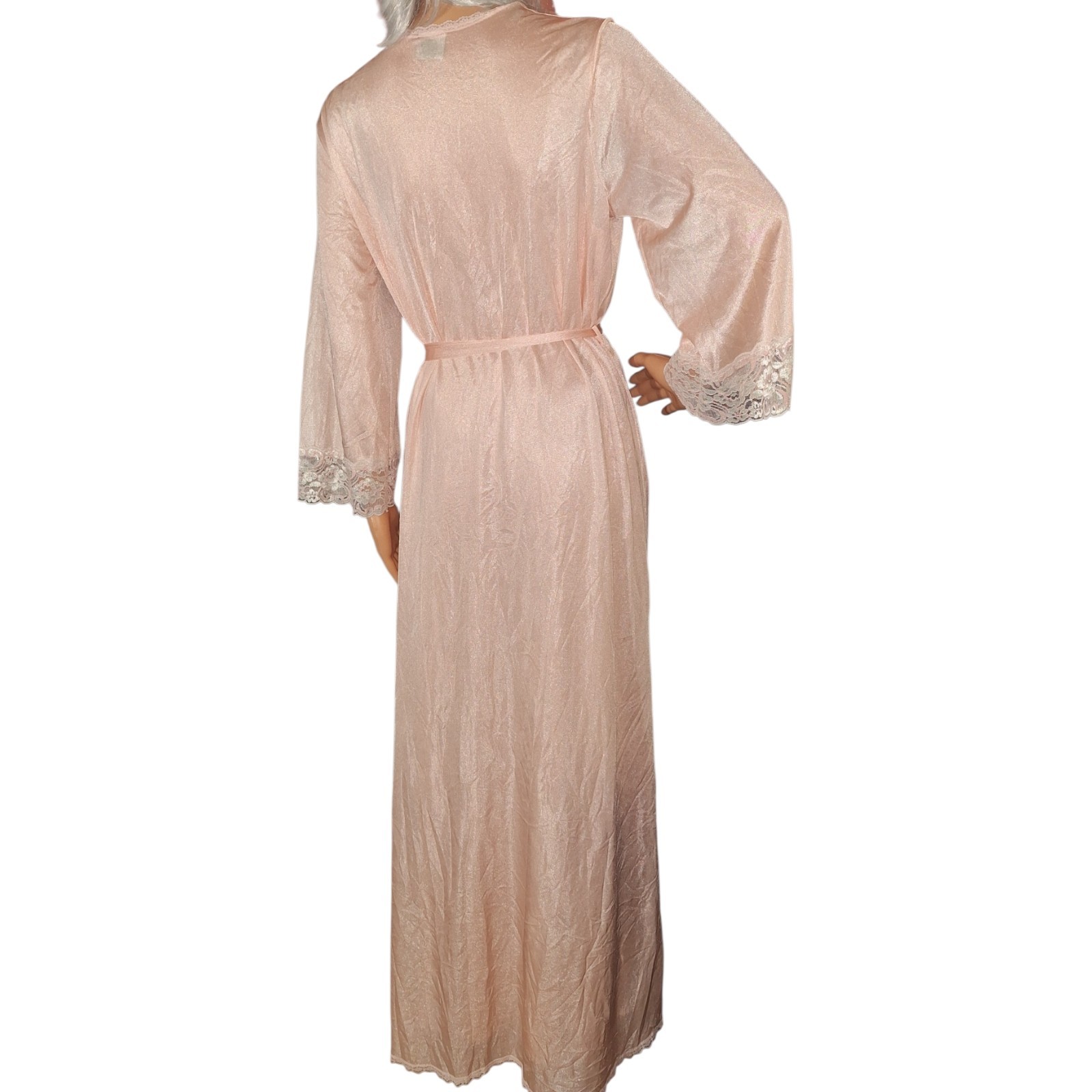 Vtg Jill Andrea of New York Pink Sheer Lace Peignoir Set Coquette Cottagecore