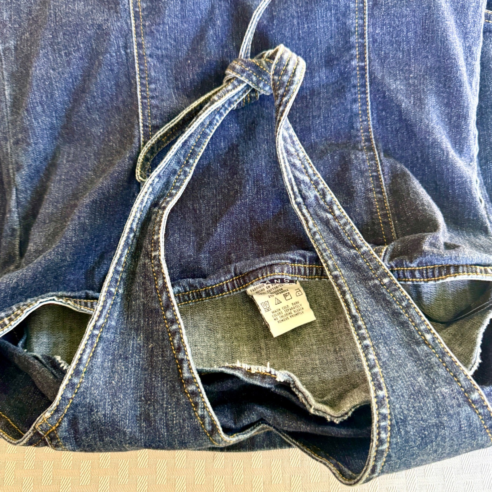 Tommy Jeans Vintage 90s Denim Halter Mini Dress Dark Wash Indigo Womens Medium