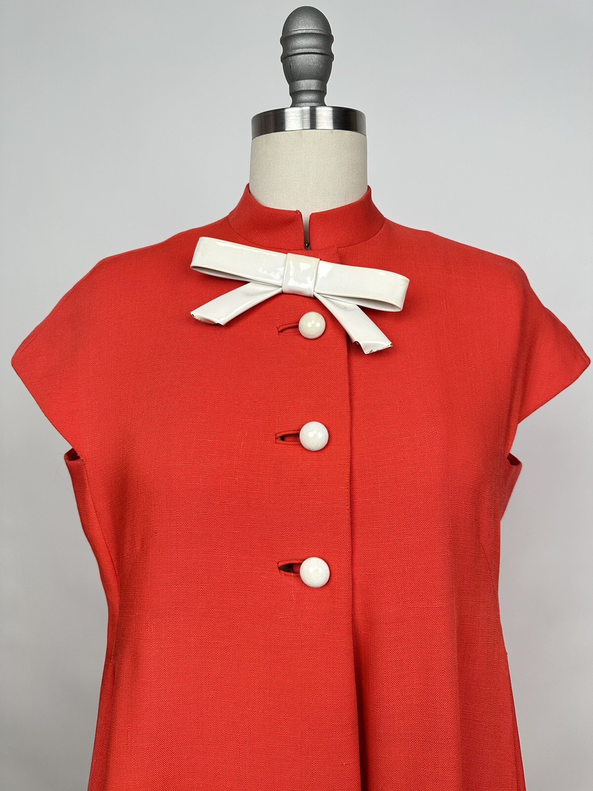 Vintage 1960s Geoffrey Beene orange Red Linen Dress Mod GoGo As Is 60s Designer