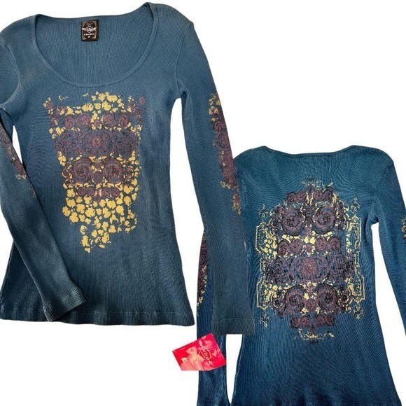 💎 NWT Vintage Y2K Cyber Grunge Thermal Tattoo Top – Medium