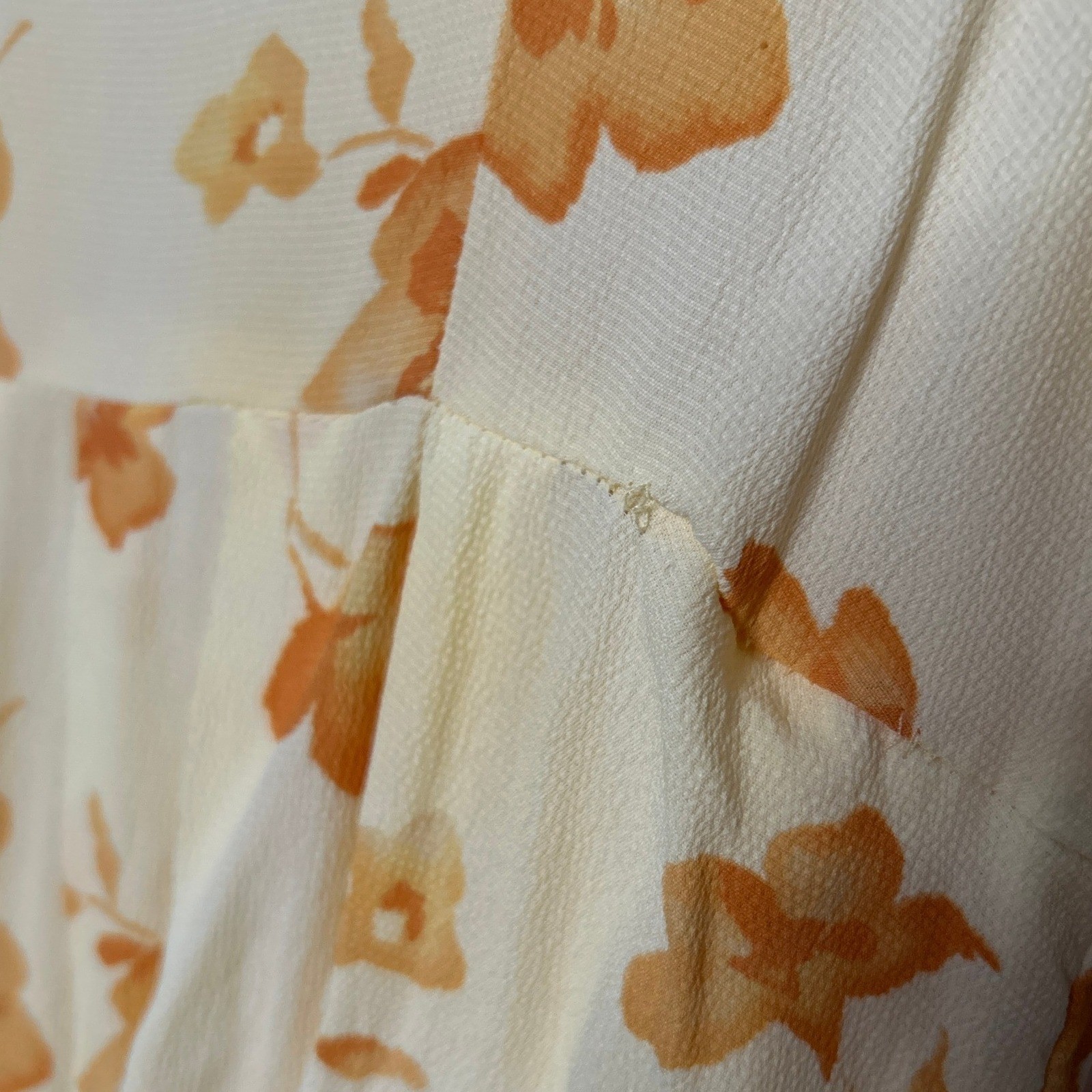 Vintage Coldwater Creek Butter Yellow Floral Midi Dress 8 Pockets Cottage USA