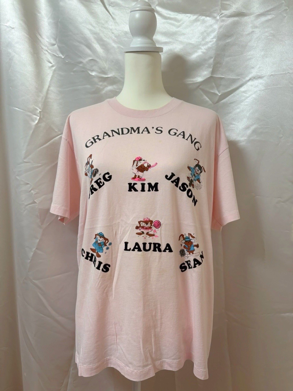 Vintage 1990s Hanes Grandma’s Gang Graphic T shirt Pink USA SizeL Cute Kawaii