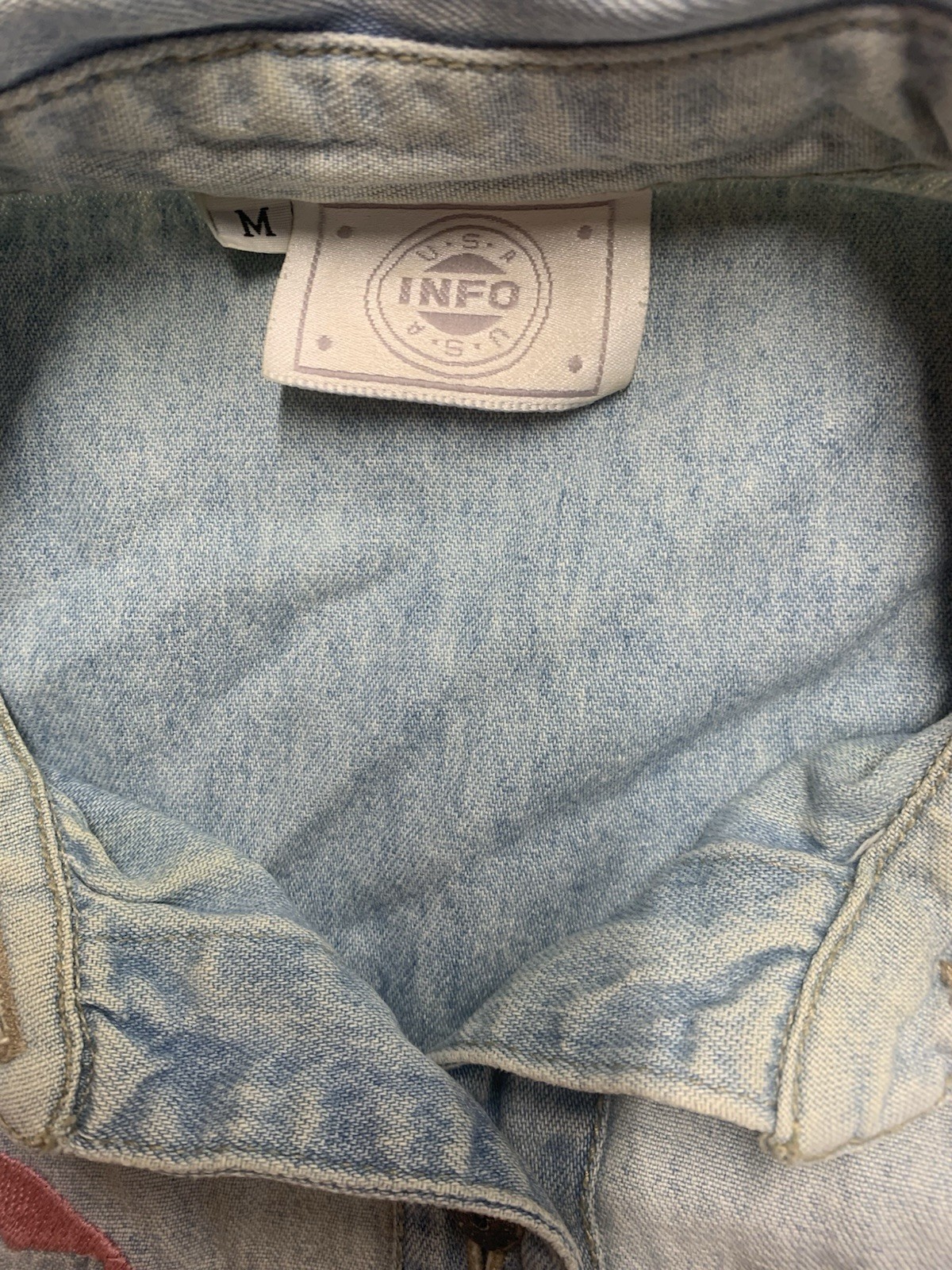 Vintage 90s INFO USA Denim Southwestern Aztec Patchwork Shirt Womens M Western