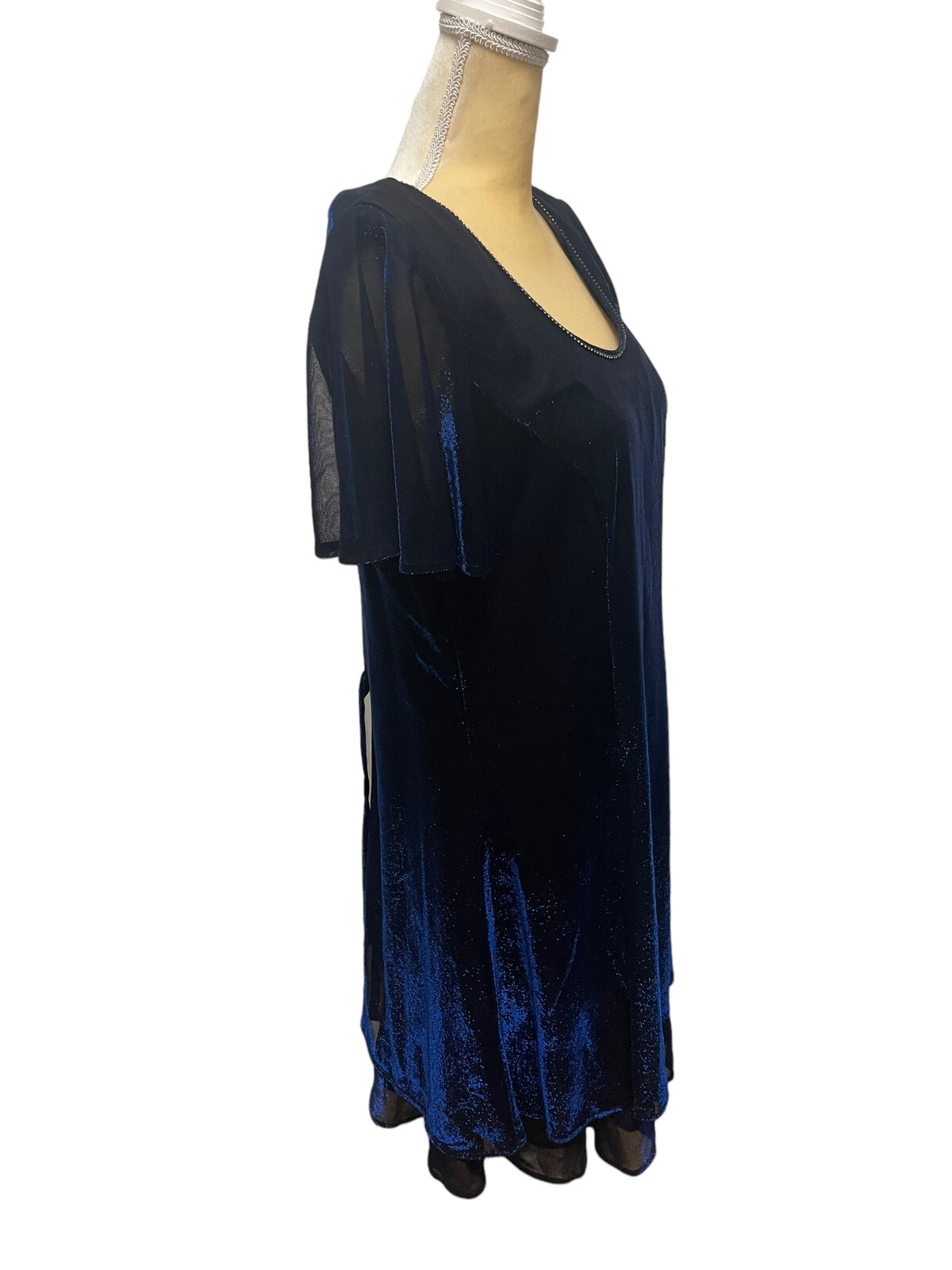New Vintage Dress 80’s 90’s Molly Malloy Evening 12 Formal Blue Metallic USA
