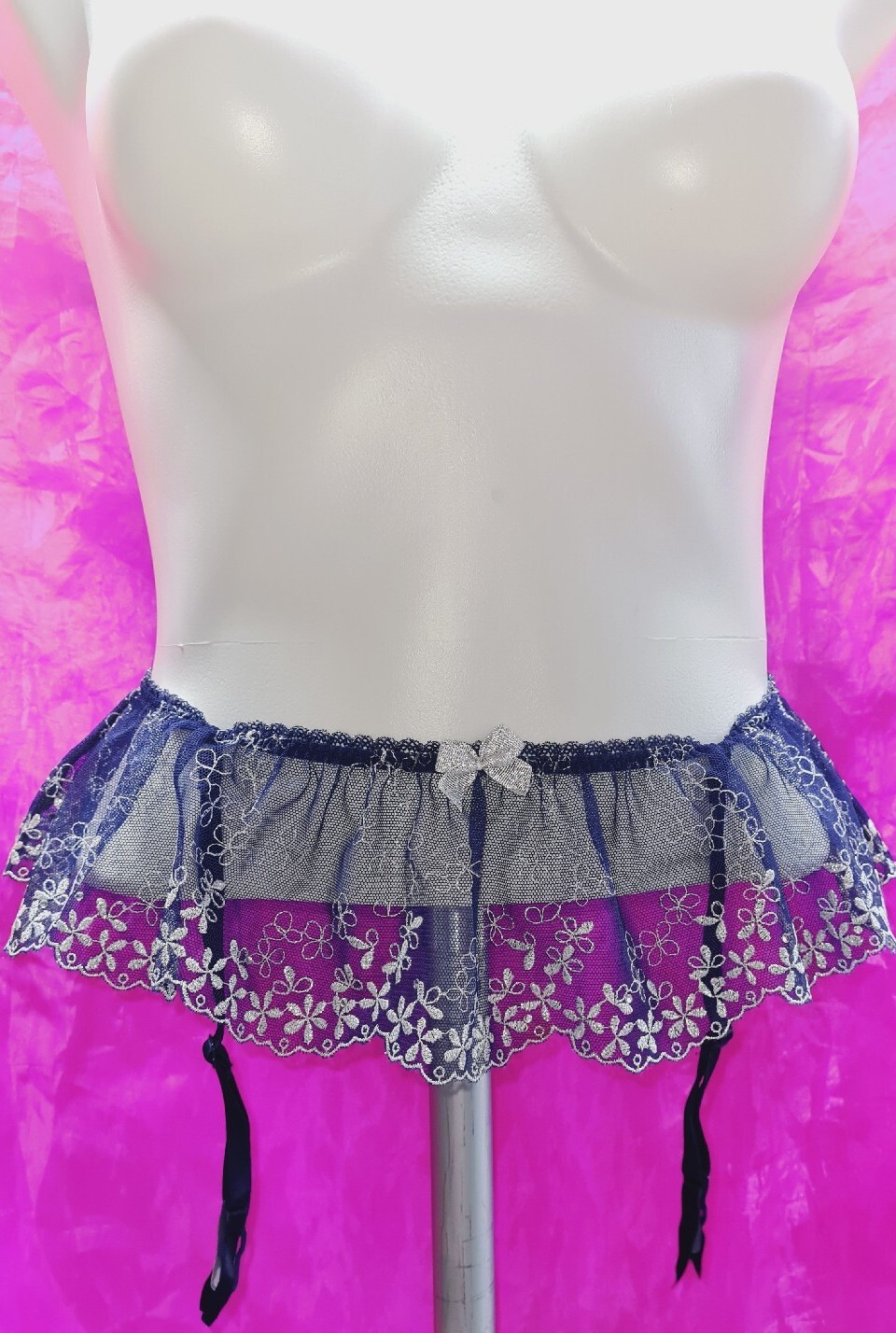 VTG VICTORIA’S SECRET Satin Lace Garter Skirted PURPLE Sissy Large RARE HOT