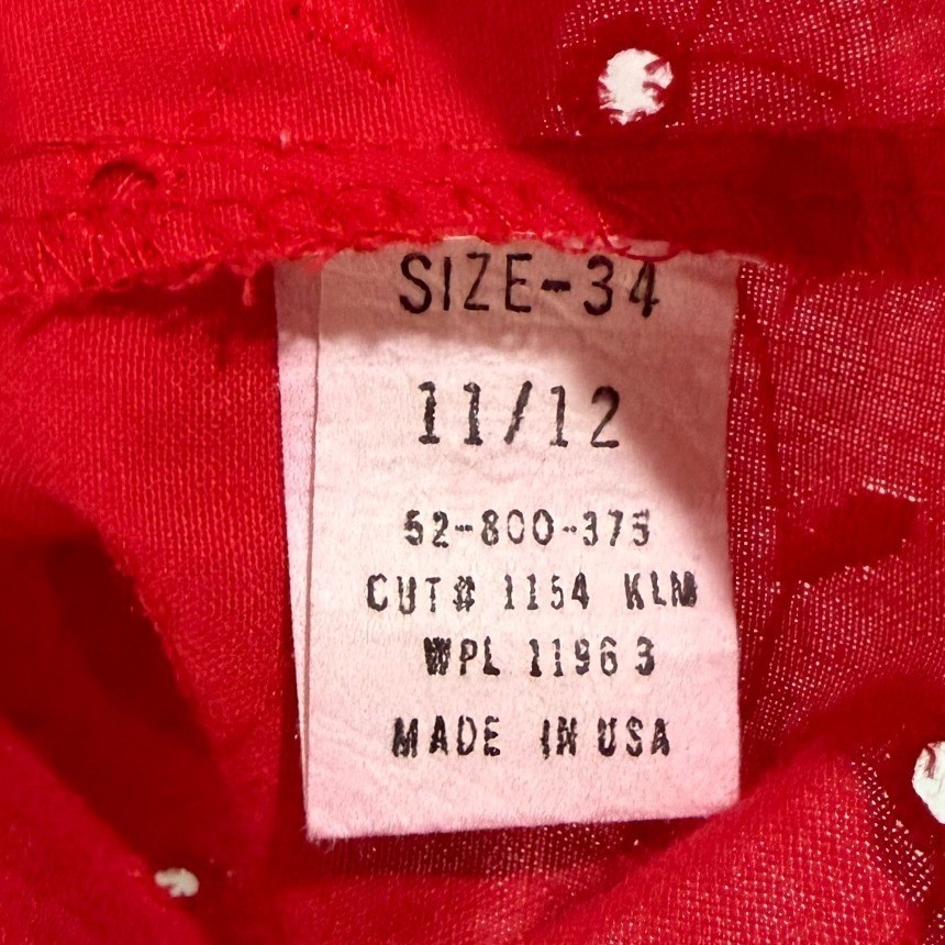 Karman Red Eyelet Ruffle Sleeveless Blouse Top USA Made Size 11/12 Vintage 90s