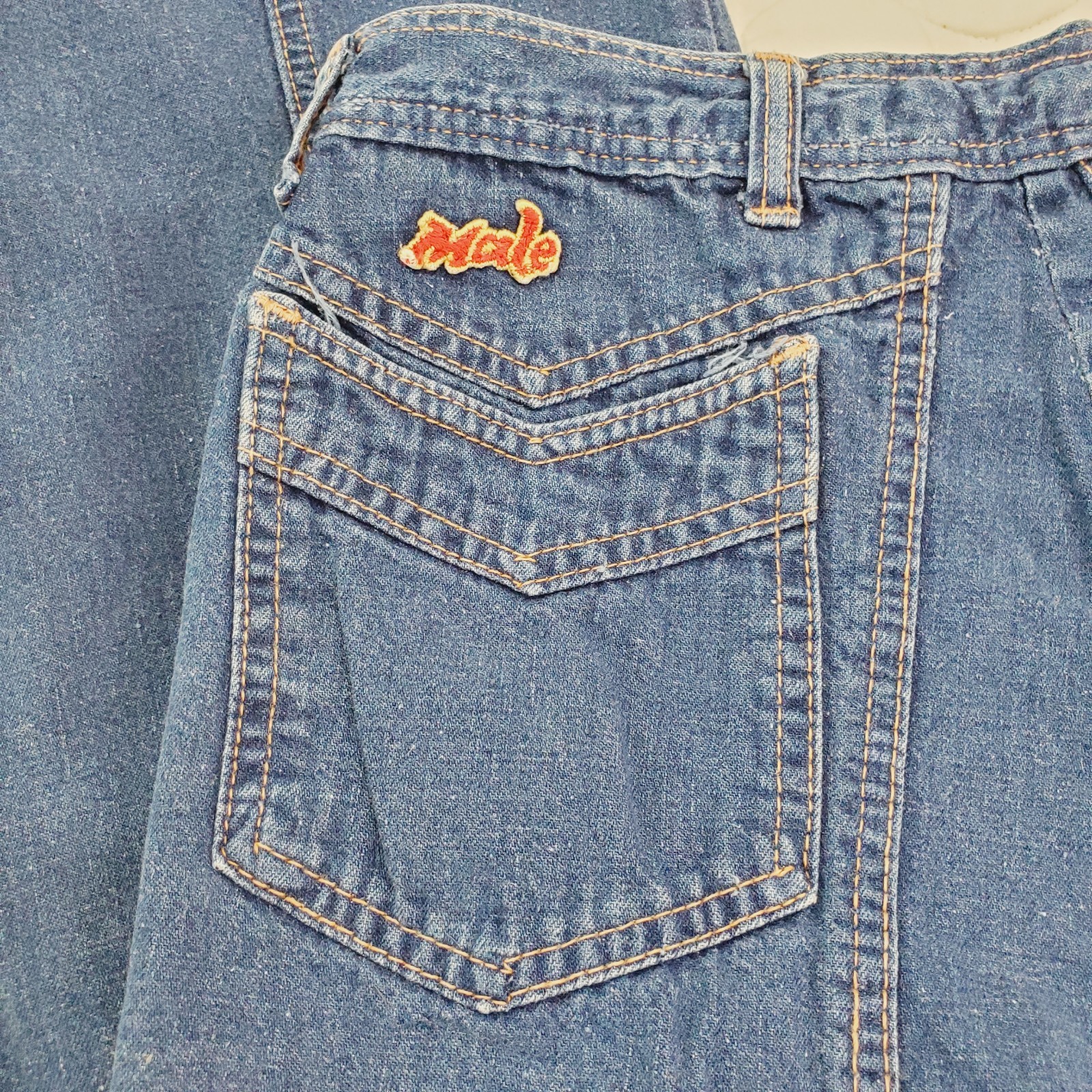 Vintage Male Slacks Jean 28×31 10” Bell Bottom Flare Leg Blue Women’s Pant 60s
