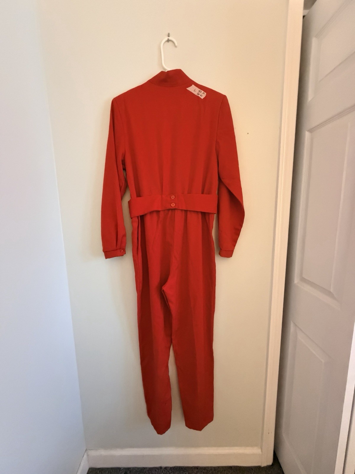 Vintage 80s Red Jumpsuit SZ 12 Made In USA Worthington Tux Style
