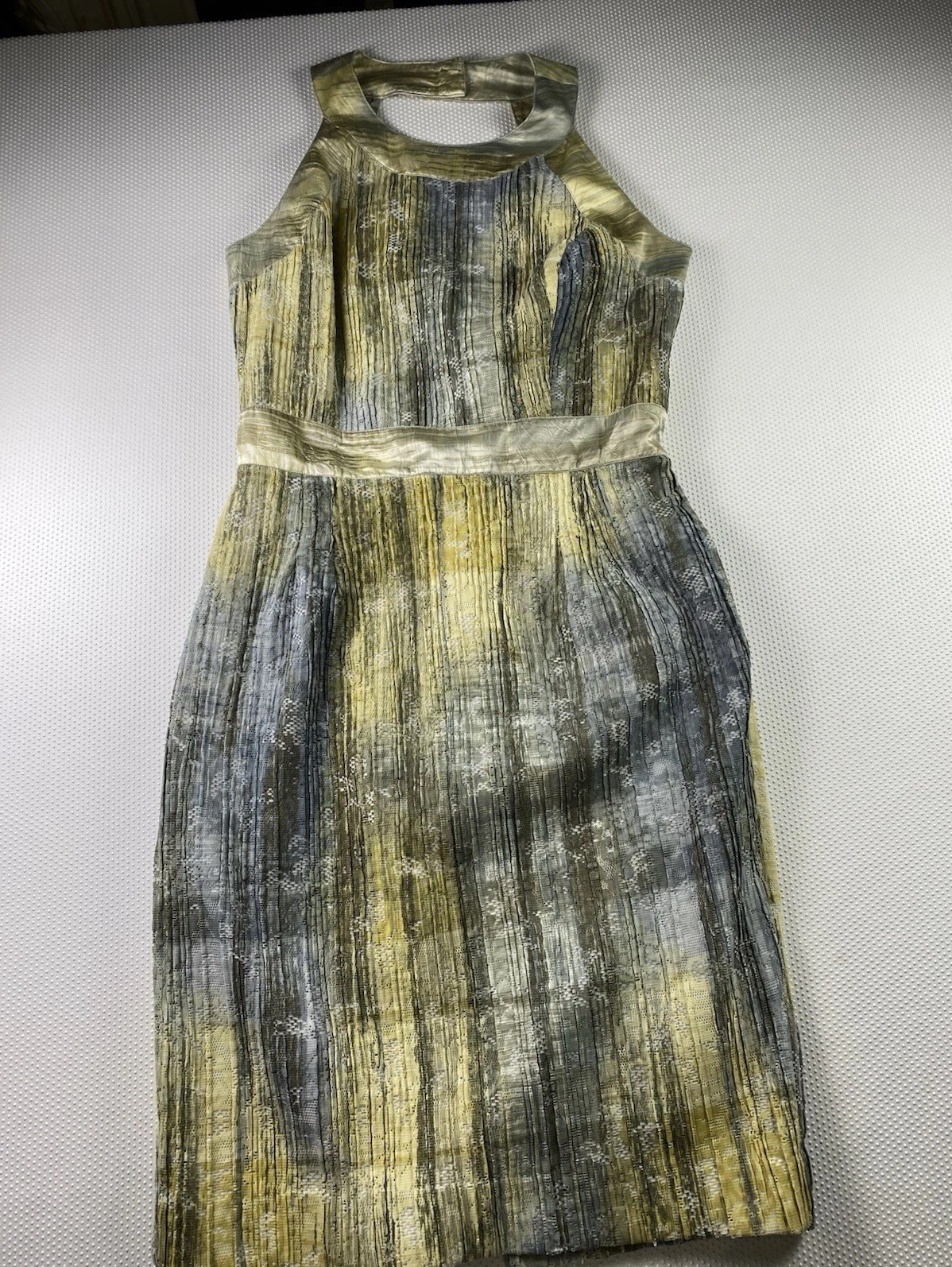 Vintage Howard Wolf Art Deco Textured Metallic Satin Dress Size 12