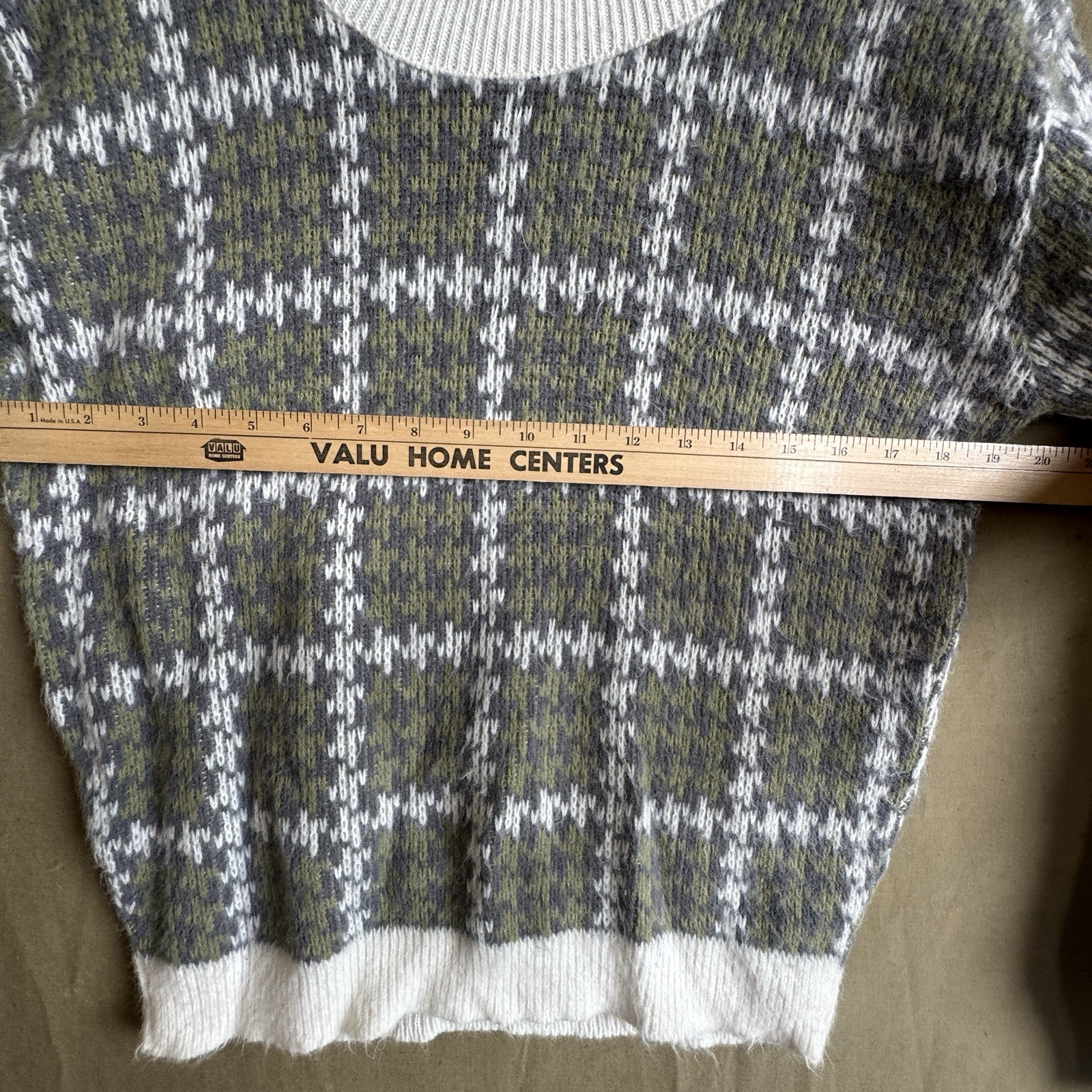 Vintage 60s Orlon Dupont Acrylic Fiber Plaid Pullover Sweater Sz M 19X24