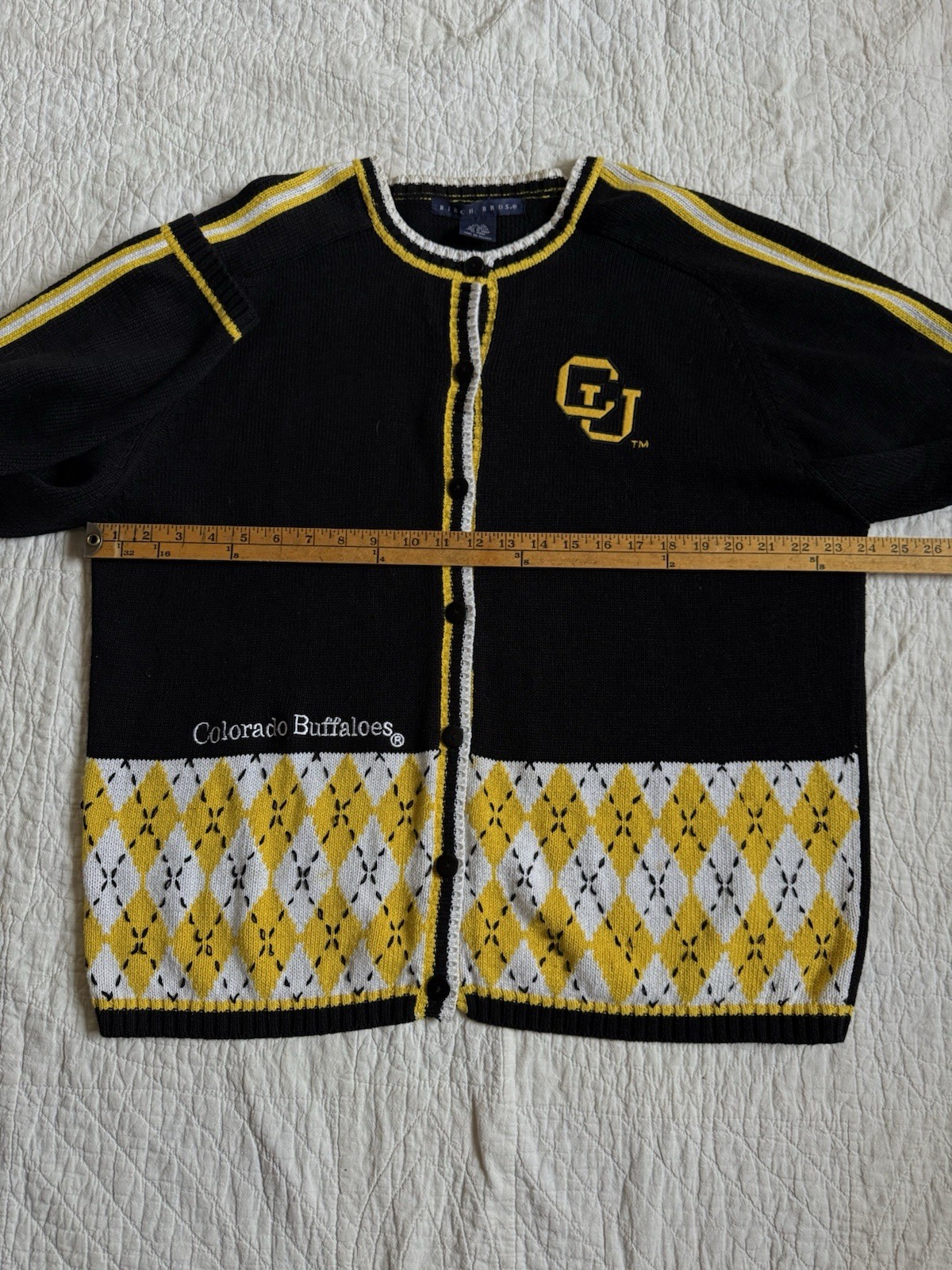 Vintage Birch Bros University Of Colorado Cardigan Sweater Knit Embroidered XL