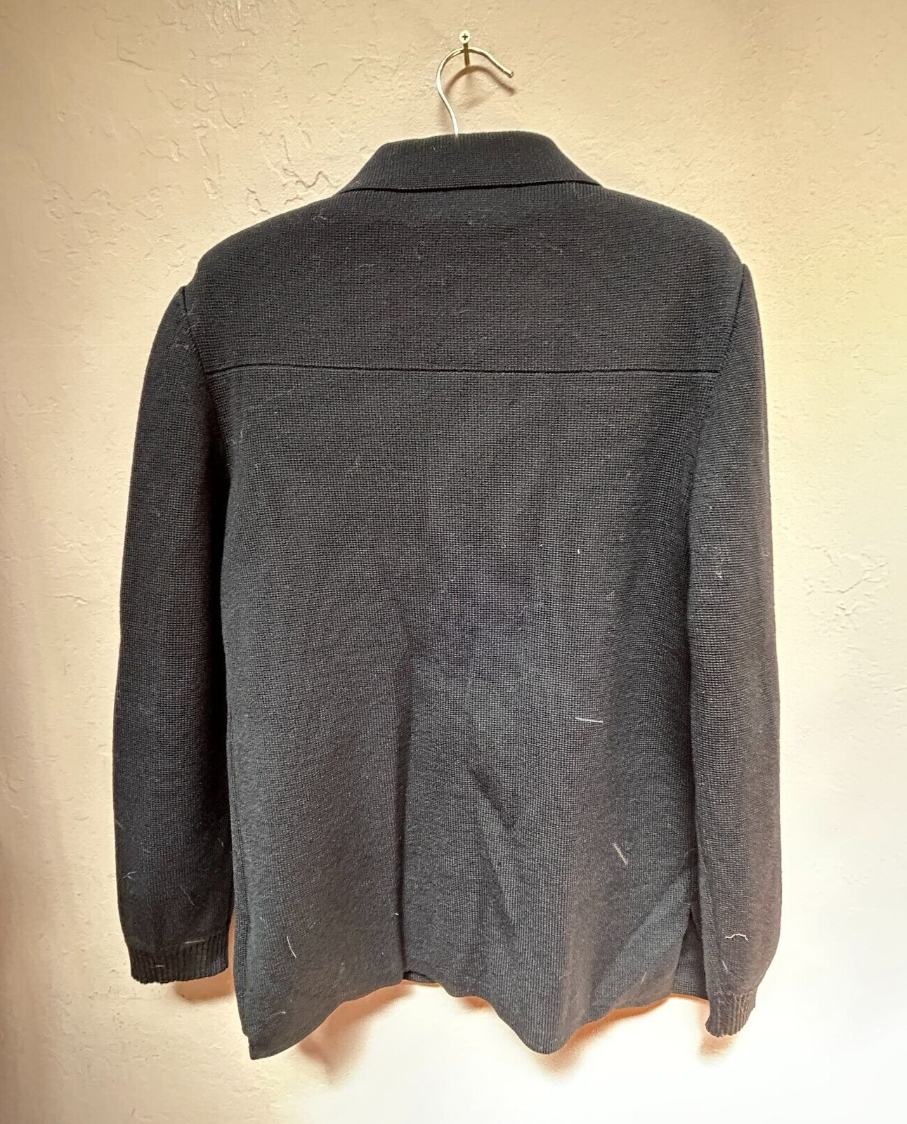 Vintage I. Magnin & Co. Dorce Women Button Front Wool Jacket Medium Black Collar