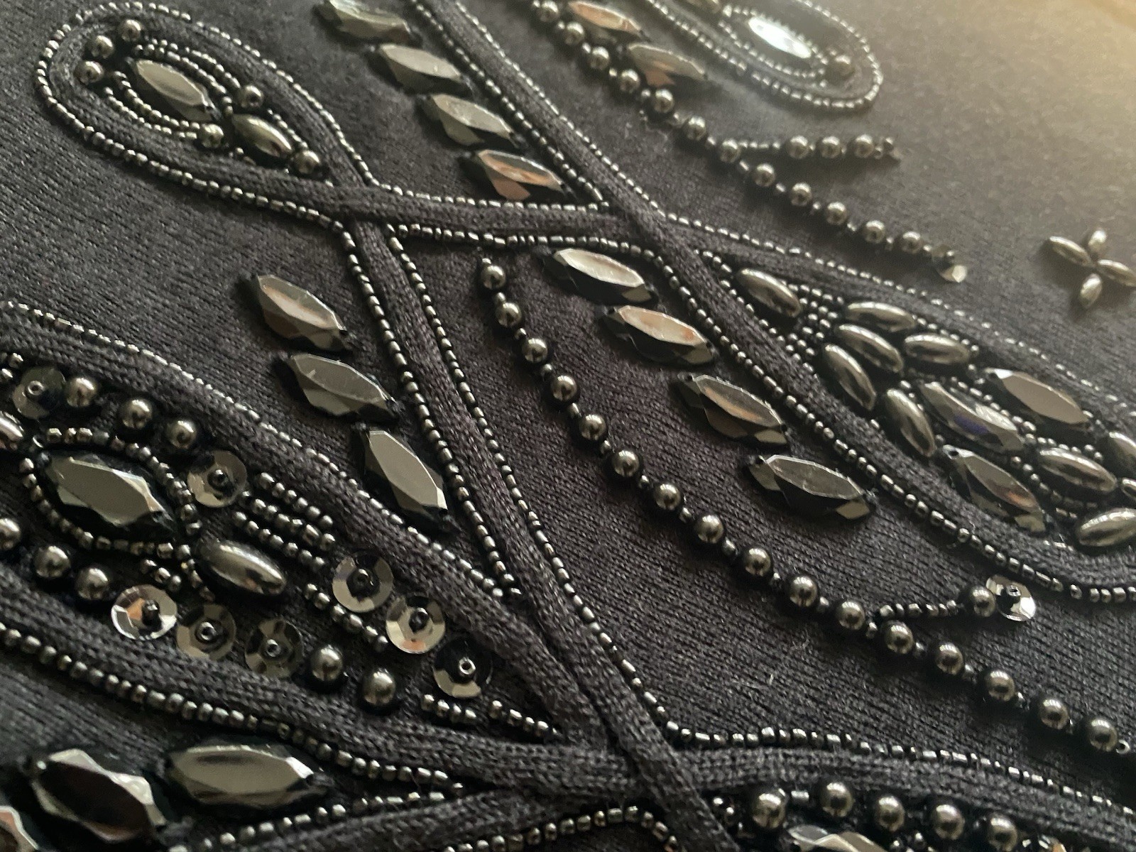 Vintage 90s CASUAL CORNER Beaded Sweater Dress *Medium* Wool Blend Embellished