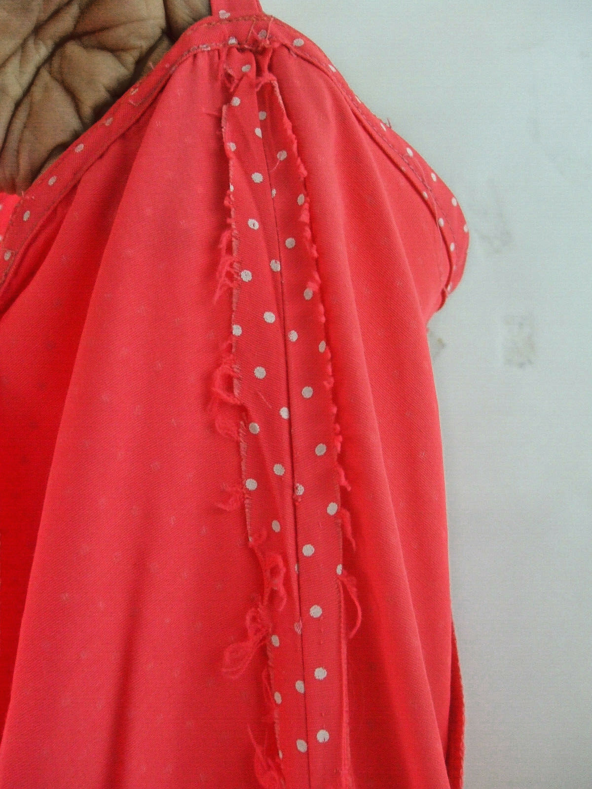Vintage Women’s 8 Hand Made Strap Sundress Red White Dot Sleeveless Back Zipper