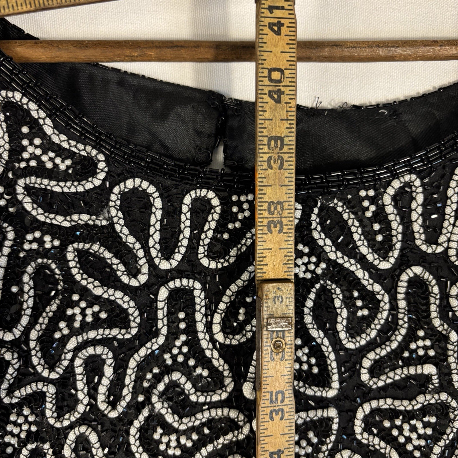 Roaman’s Women’s 2XL Black Beaded Long-Sleeve Dress with Beaded Neckline