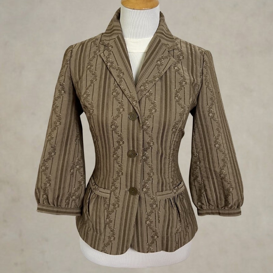 Vintage Y2K JJill Olive Green Blazer XS Lace Up Corset Back Jacket