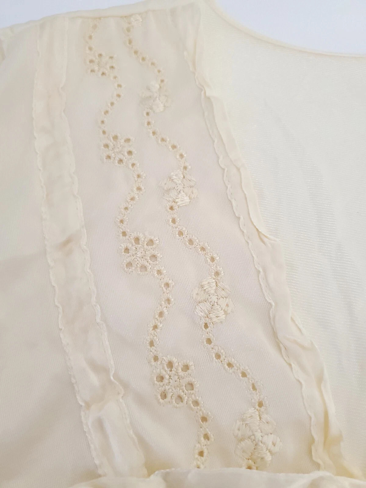 Vintage 1970s Paramount Lingerie Gown Semi Sheer Beige Gown Sleepwear VGUC
