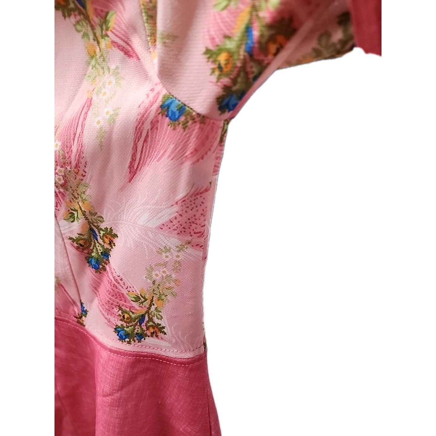Vintage Custom Handmade 60-70s Pink Dress S/M Short Sleeve