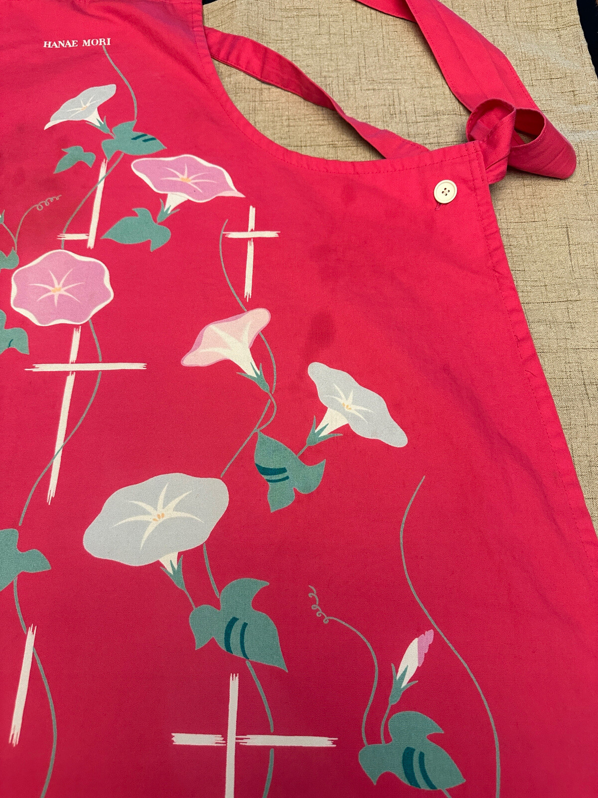HANAE MORI Apron Vintage JAL Japanese Airlines Uniform Designer Floral VTG