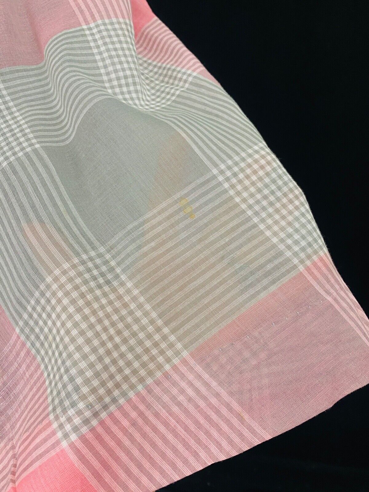 Vintage 1950s pink gray plaid dress cotton sheer short sleeve 1940s XL plus size