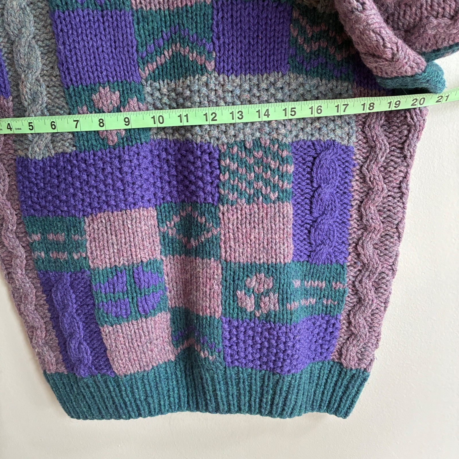 The Eagle’s Eye Vintage Patchwork Wool Sweater Womens Large Purple Cottagecore