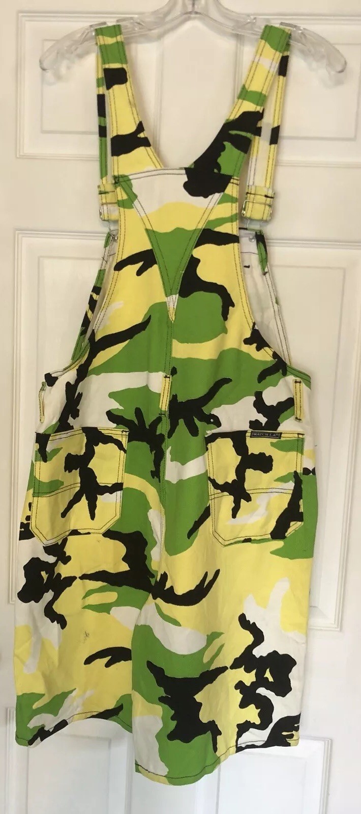 Vintage 90s Distressed Camo Cargo Jorts Overalls Cyber Goth Grunge Rave Club Kid