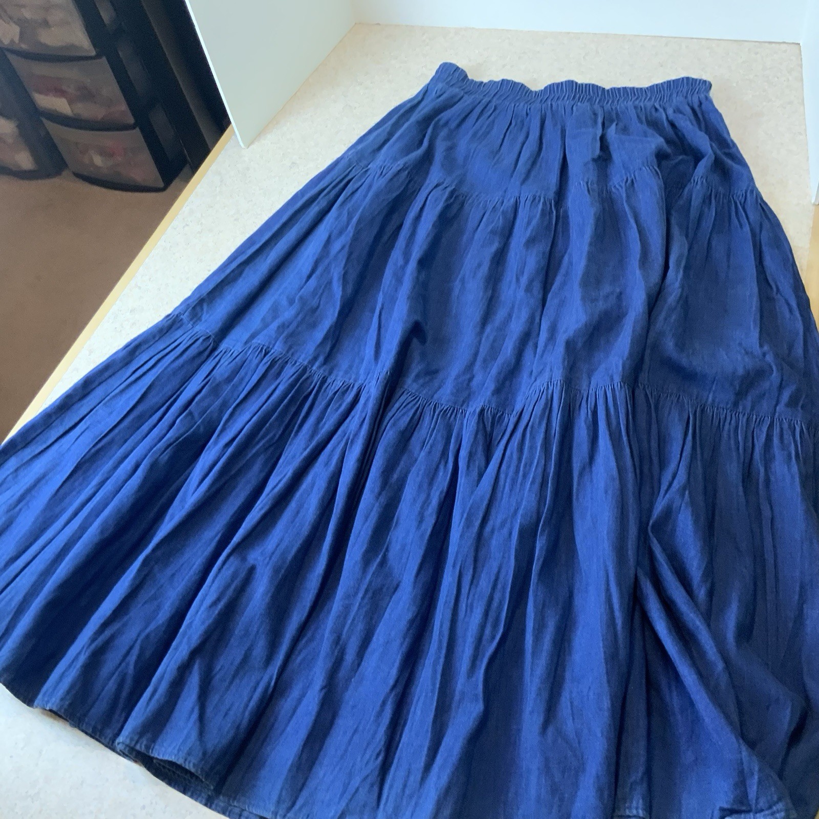 Vintage VRG Sport USA 80’s Blue Denim Western Boho Maxi Skirt Women’s L