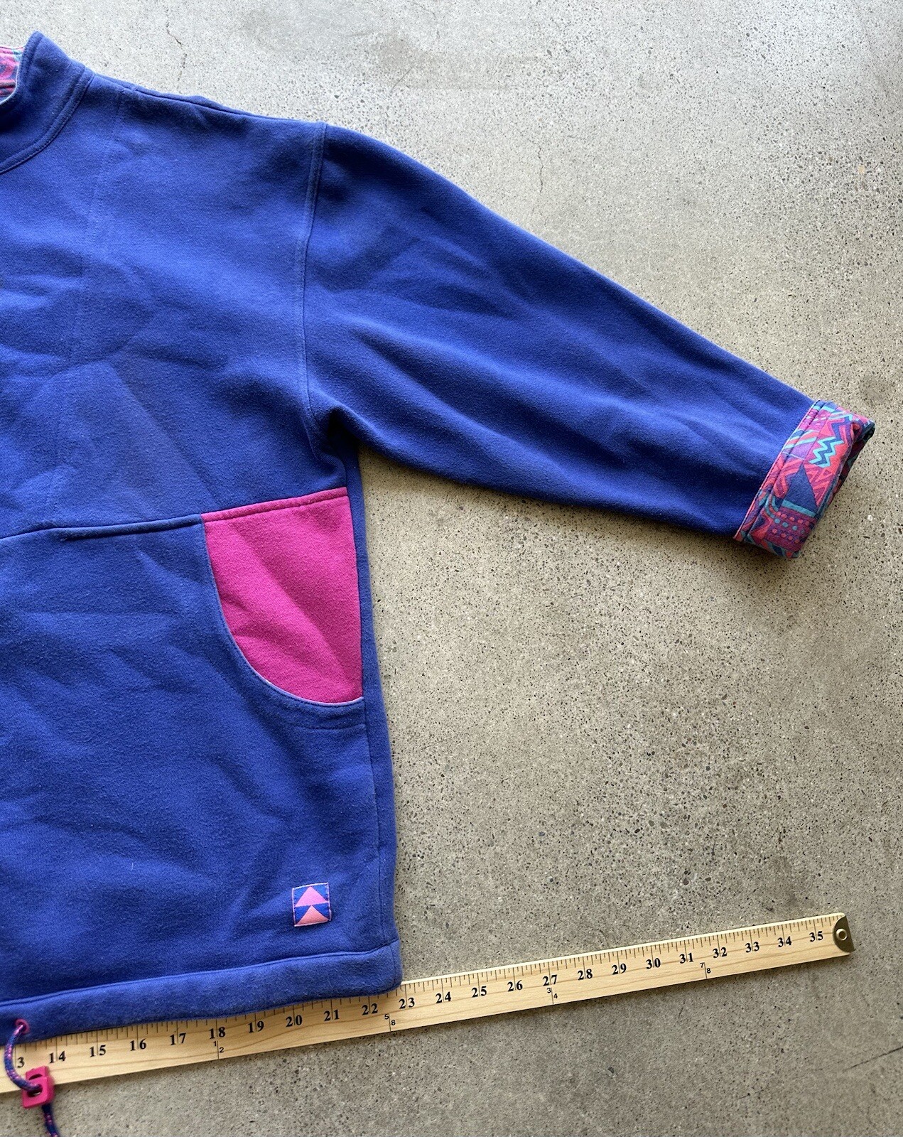 Vintage SSP Segrets Sun Prints Half Zip Blue & Pink Pullover Sweater Size M