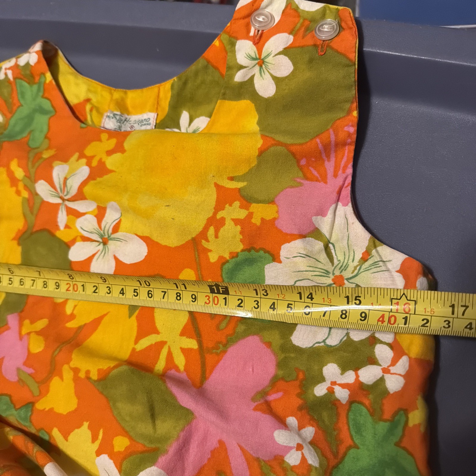 VTG Hookano Girls Floral dress Hawaii shift sleeveless drop waist Size 8 RARE!