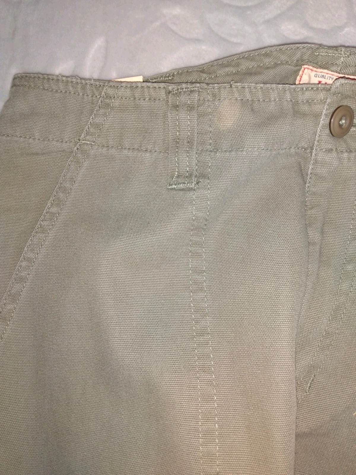 NOS KIKO-MO Classics Women’s 7/8 Olive Utility Denim Pants/Jeans 32×31. Flaw Y2K