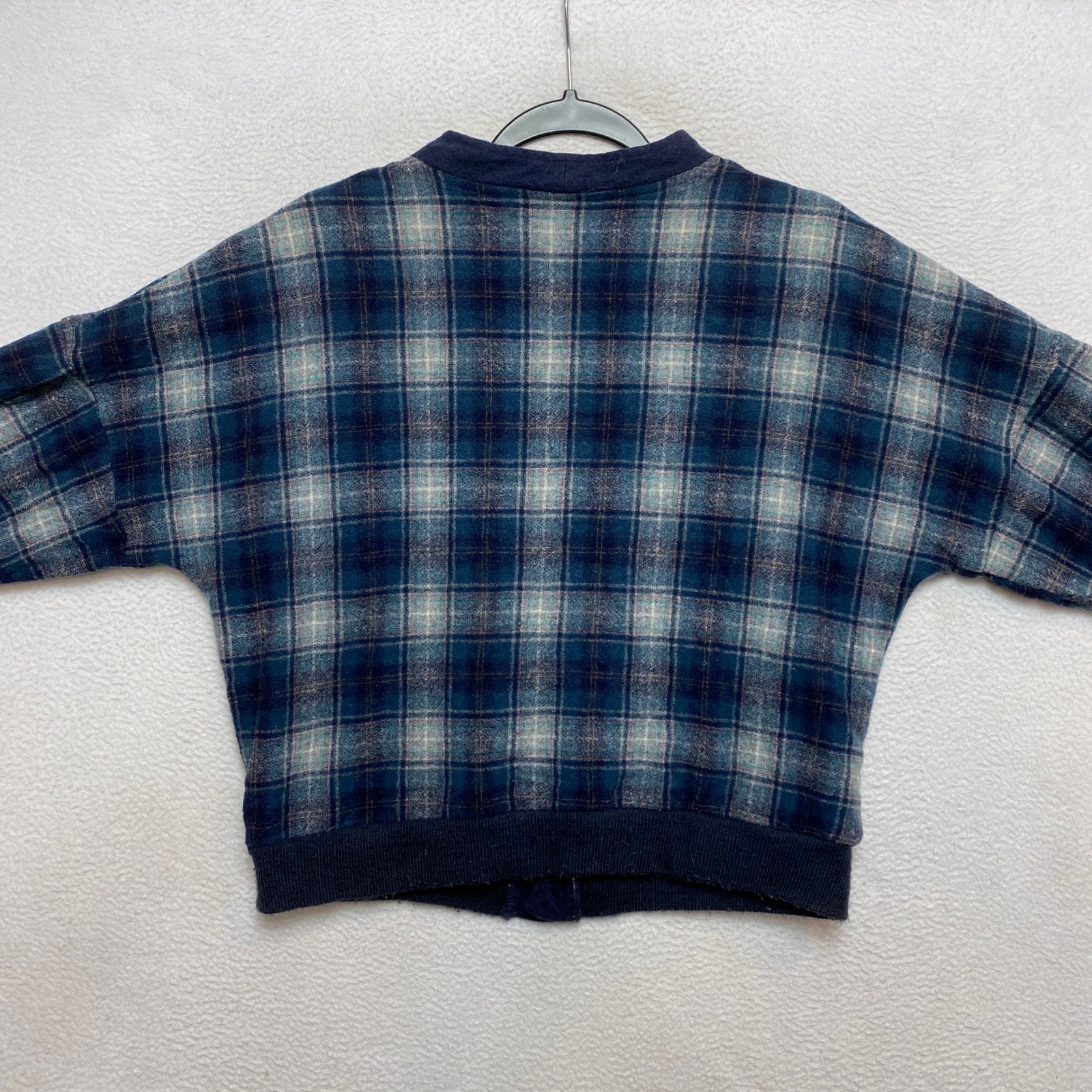 Pendleton Sweater Womens Large Blue Cardigan Plaid Virgin Wool