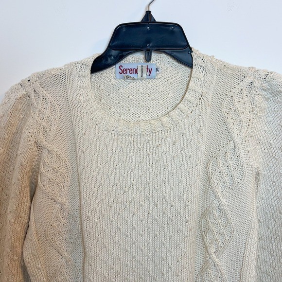 Cotton Cable Knit Sweater Cream Cottagecore
