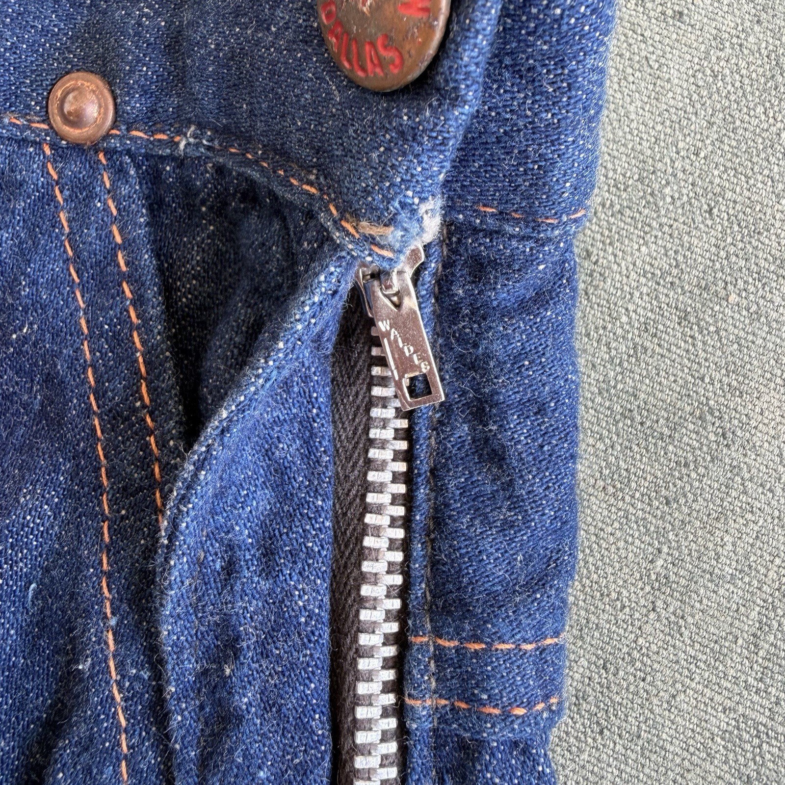 1950s Stockton Of Dallas Side Zip Denim Pants Dark Blue Jeans Vintage 1960s